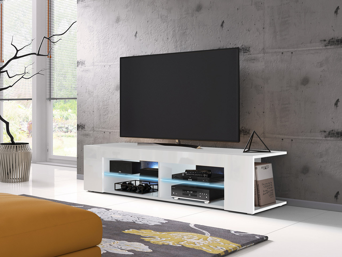 TV-meubel Nashville 112 (Wit + Glanzend wit)
