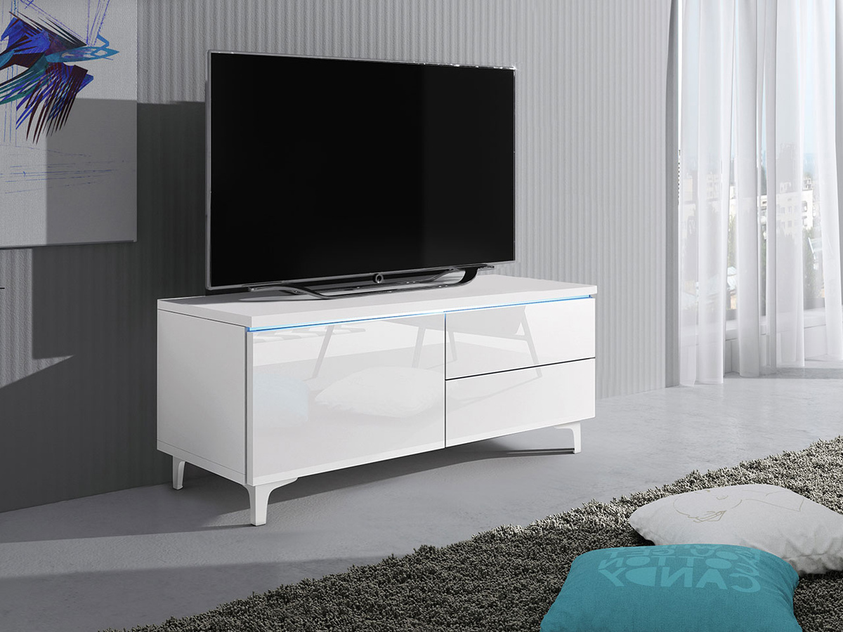 TV-meubel Nashville 118 (Wit + Glanzend wit)