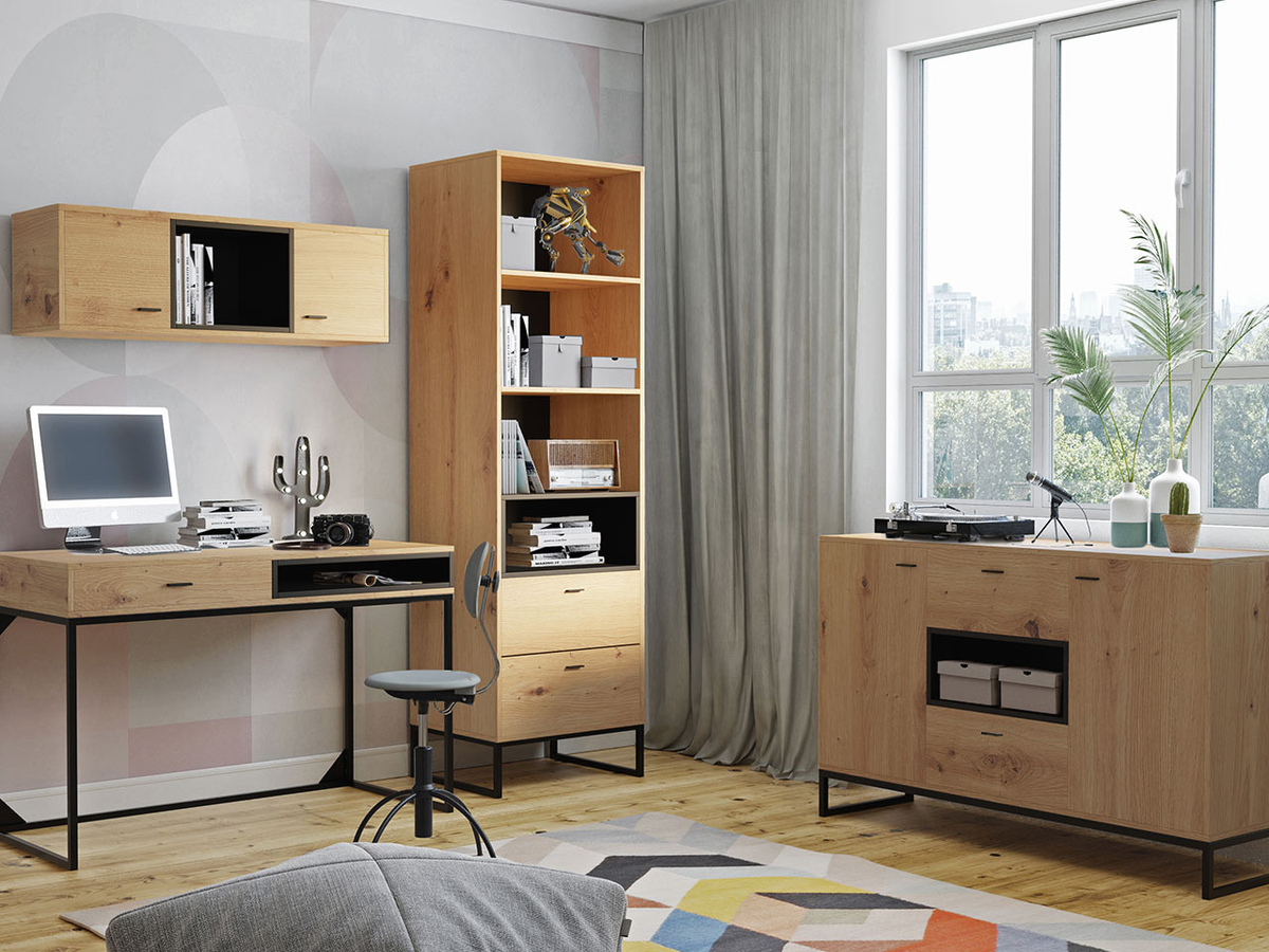 Wandkast Baltesi 111 (Artisan eiken + Zwart)