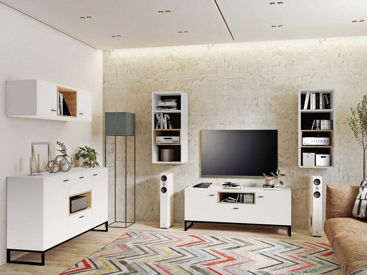 Woonkamerset Baltesi 114 (Wit + Artisan eiken)