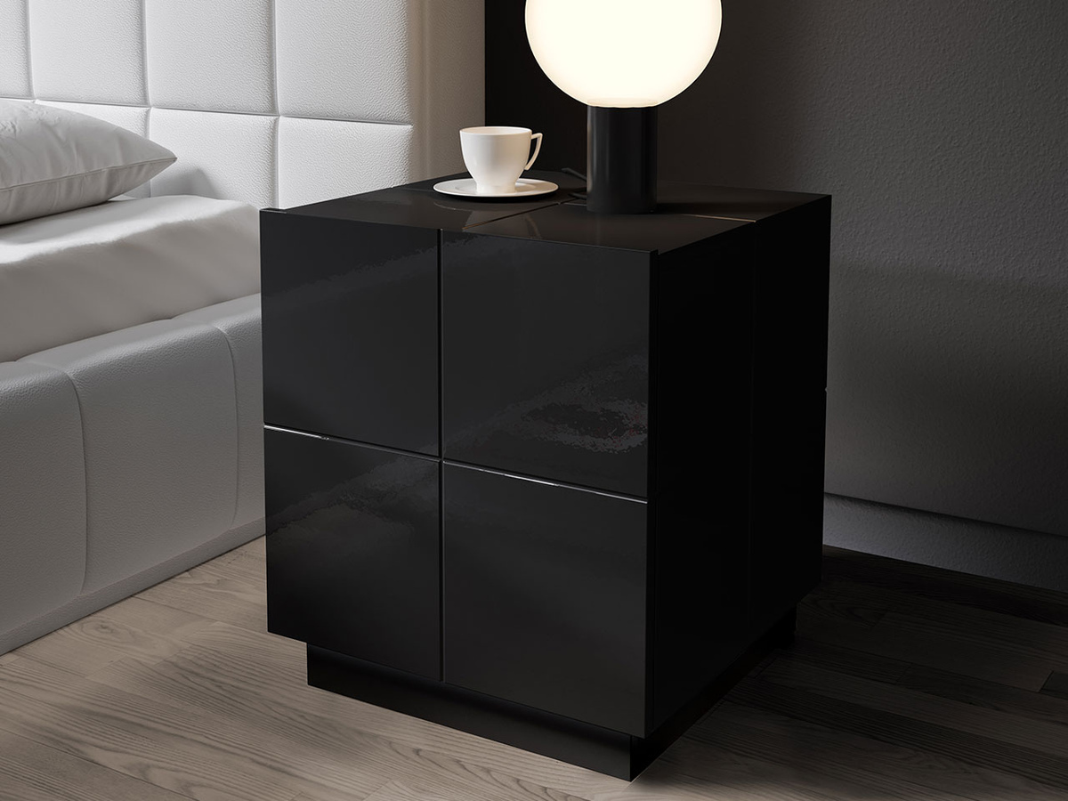 Een set nachtkastjes Charlotte 134 (Glanzend zwart)
