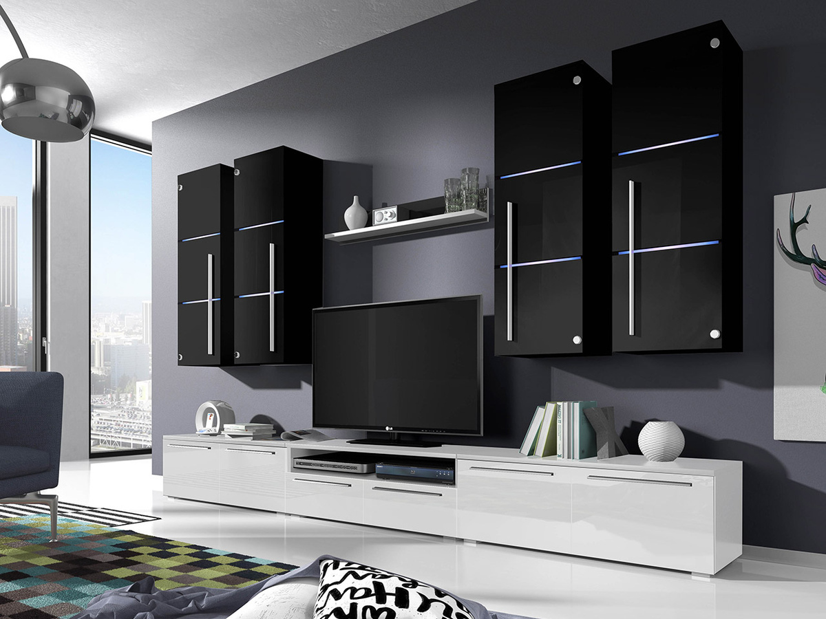 Woonkamerset Nashville 102 (Wit + Glanzend wit)