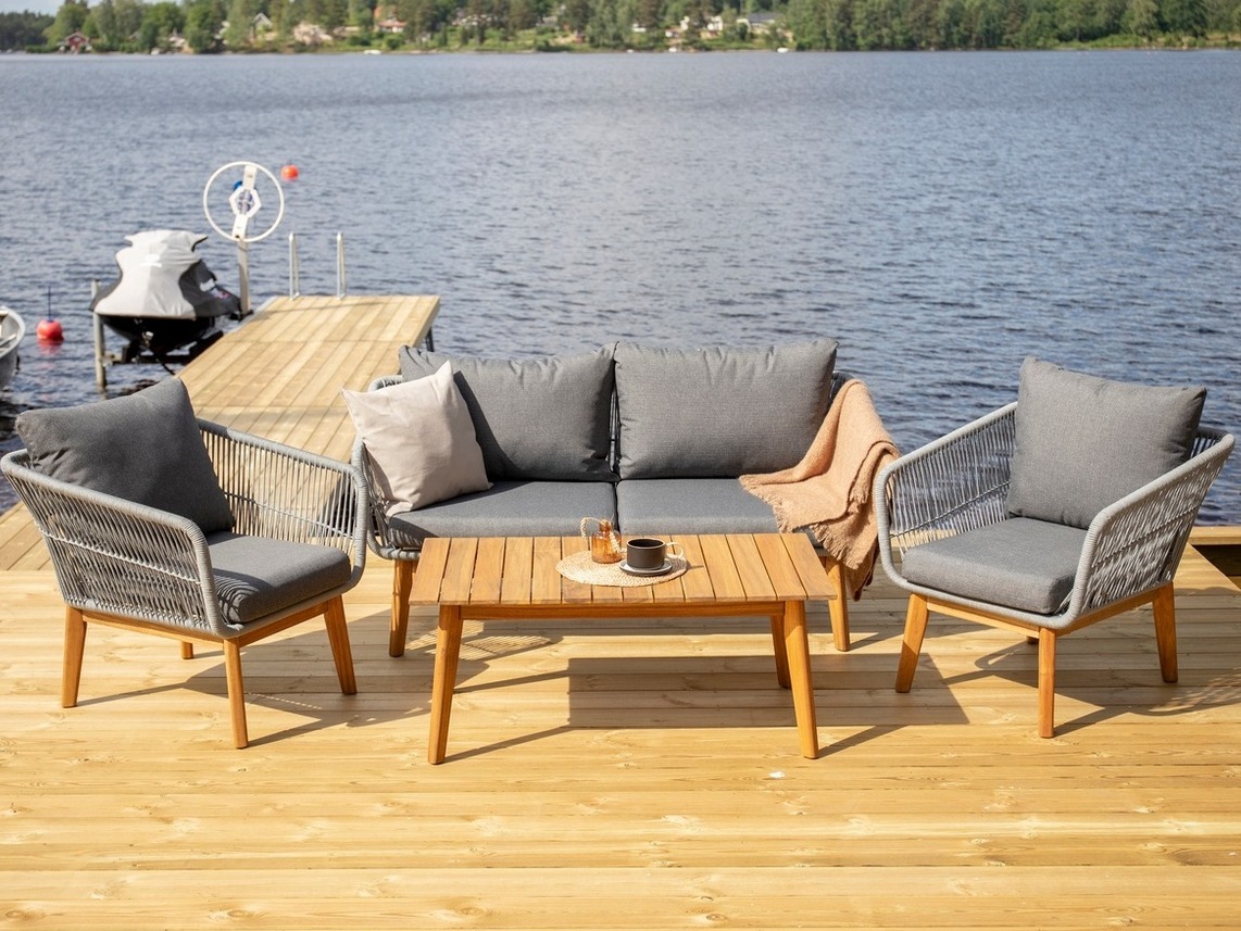 Buiten meubilair set Dallas 661 (Grijs + Acacia)