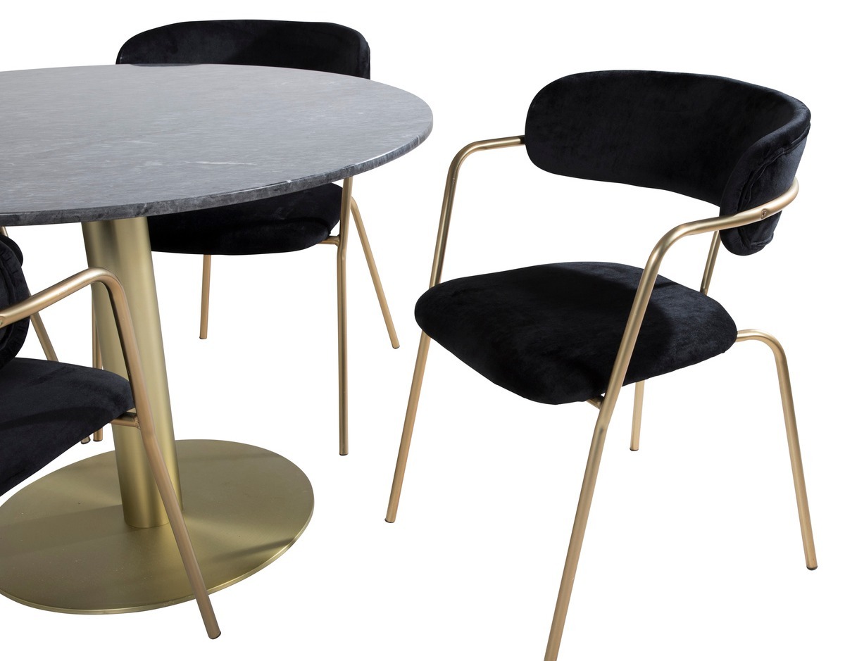 Eetkamerset Dallas 1208 (Zwart + Gouden)