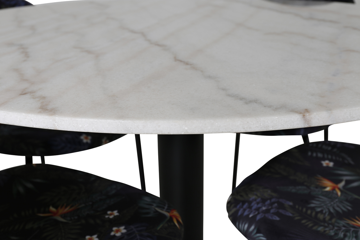 Eetkamerset Dallas 1298 (Bloemen patroon + Zwart)