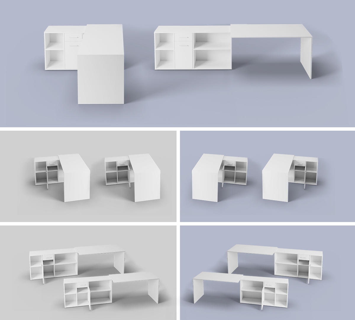 Hoekbureau Bristol 122 (Beton + Wit)