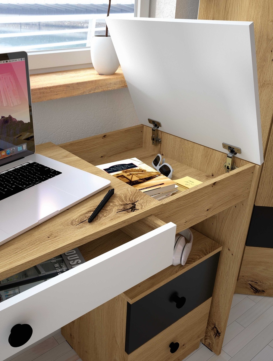 Nachtkastje Mirelbu 108 (Artisan eiken + Grijs met glans)