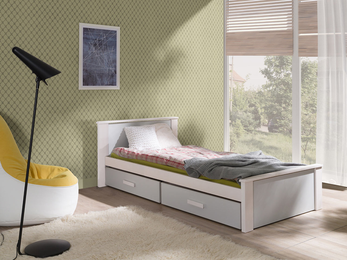 Bed Henderson 115 (Wit + Grijs)