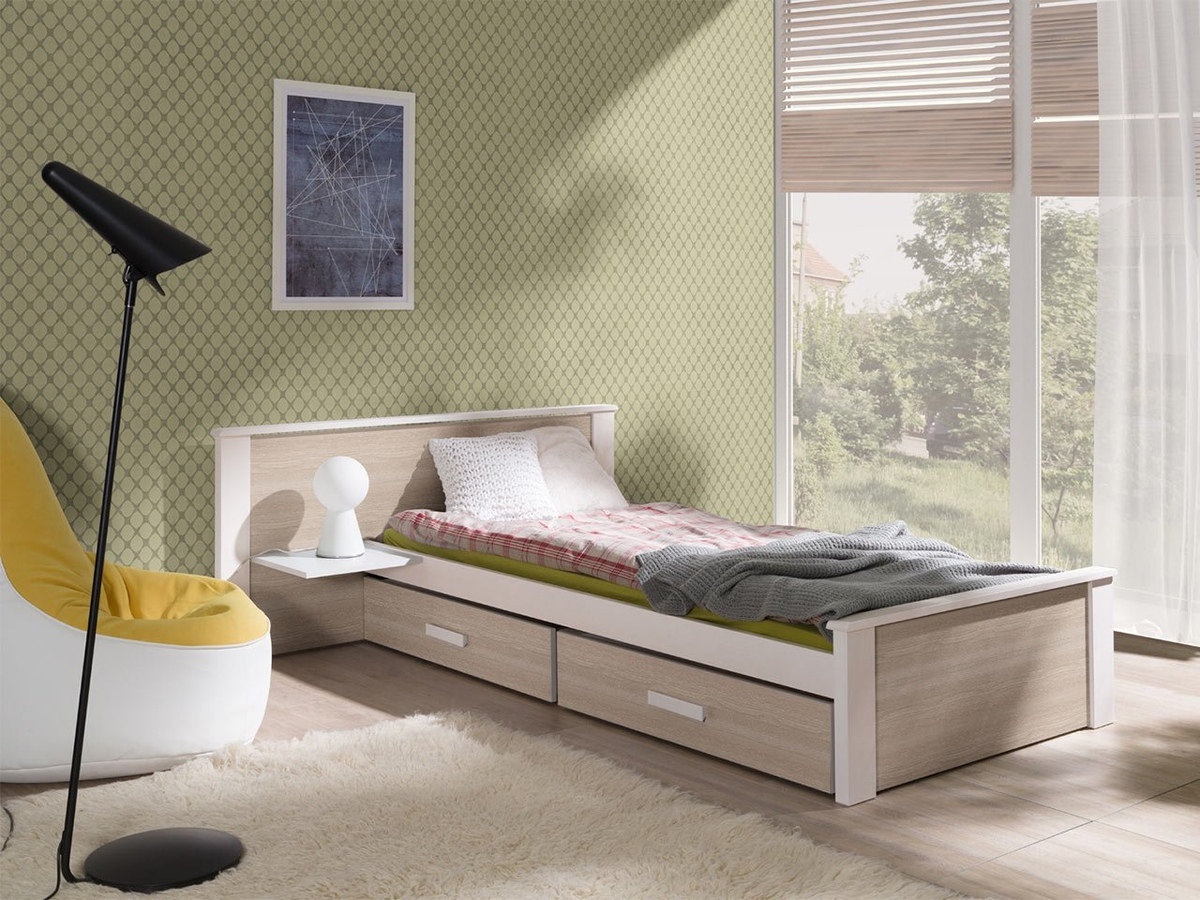 Bed Henderson 117 (Wit + Sonoma eik)