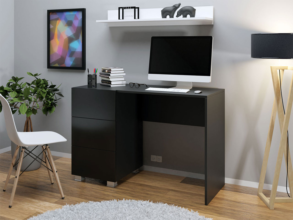 Bureau Tivdalu 122 (Zwart + Glanzend zwart)