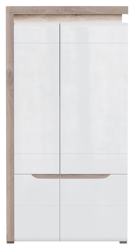 Kledingkast Revelmi 107 (Eiken + Glanzend wit)