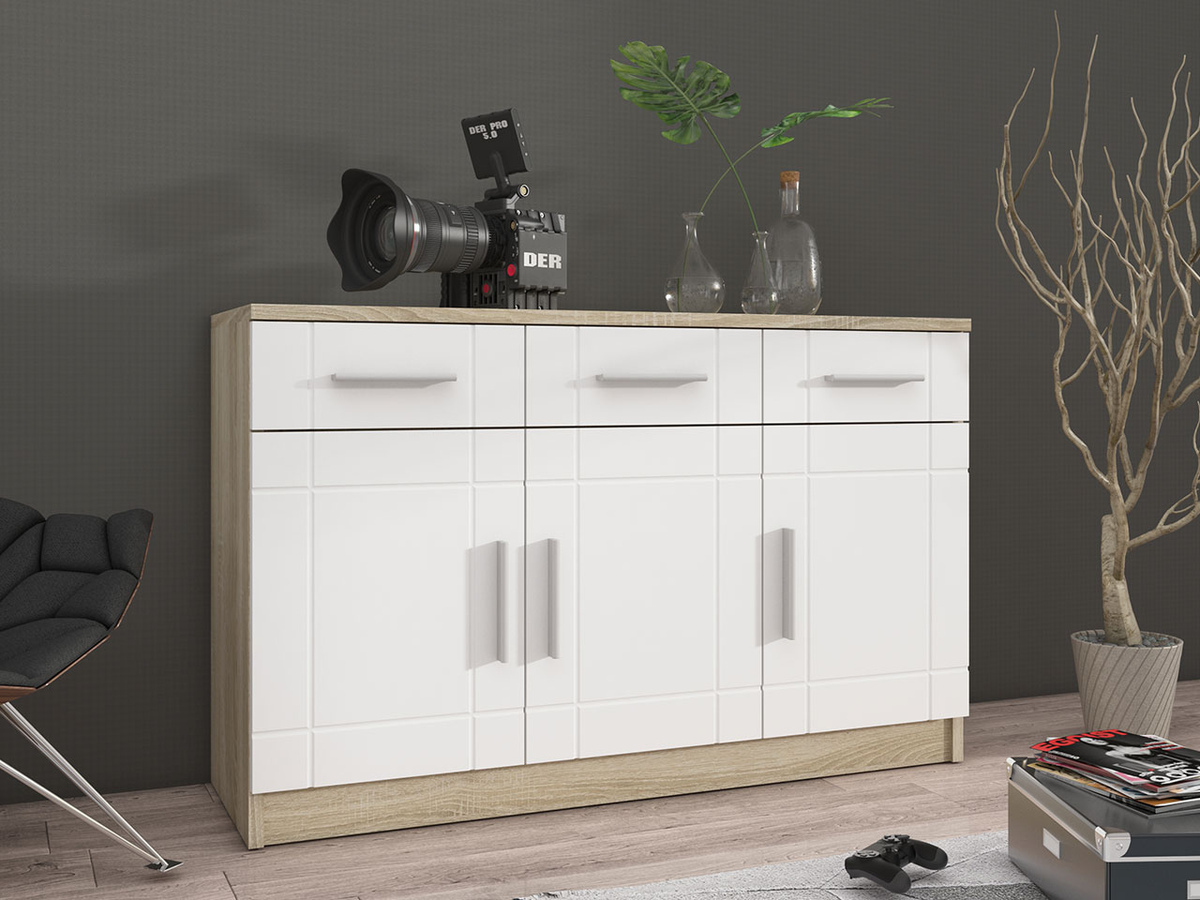 Ladekast Tucson 145 (Sonoma eik + Wit)