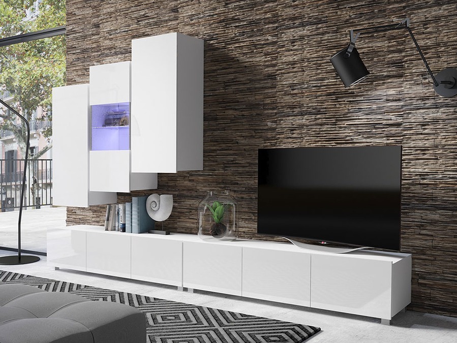 Woonkamerset Tivdalu 133 (Wit + Glanzend wit)