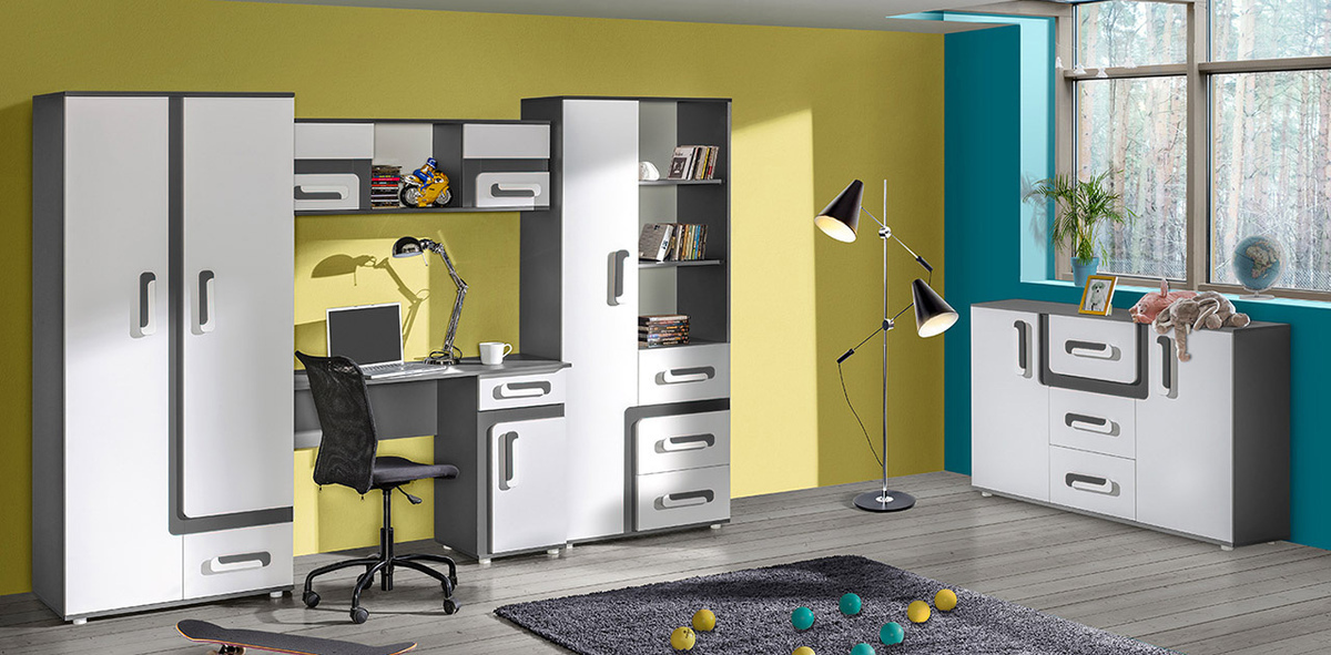 Kledingkast Aviseve 106 (Antraciet + Wit)