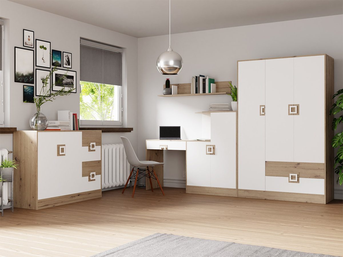 Meubelset Tolfere 107 (Licht eiken + Wit)