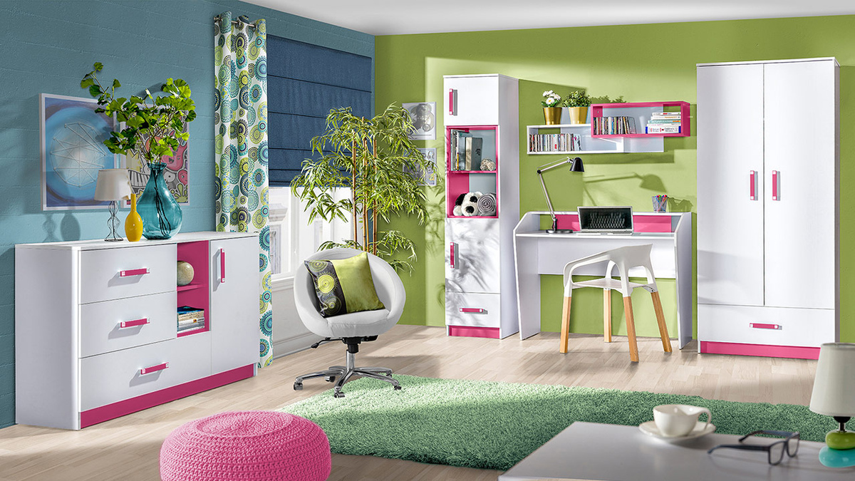 Ladekast Sorviru 101 (Wit + Roze)