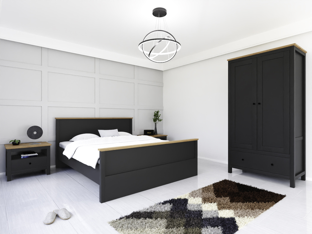 Slaapkamer set Sordoro 123 (Grafiet + Artisan eiken)