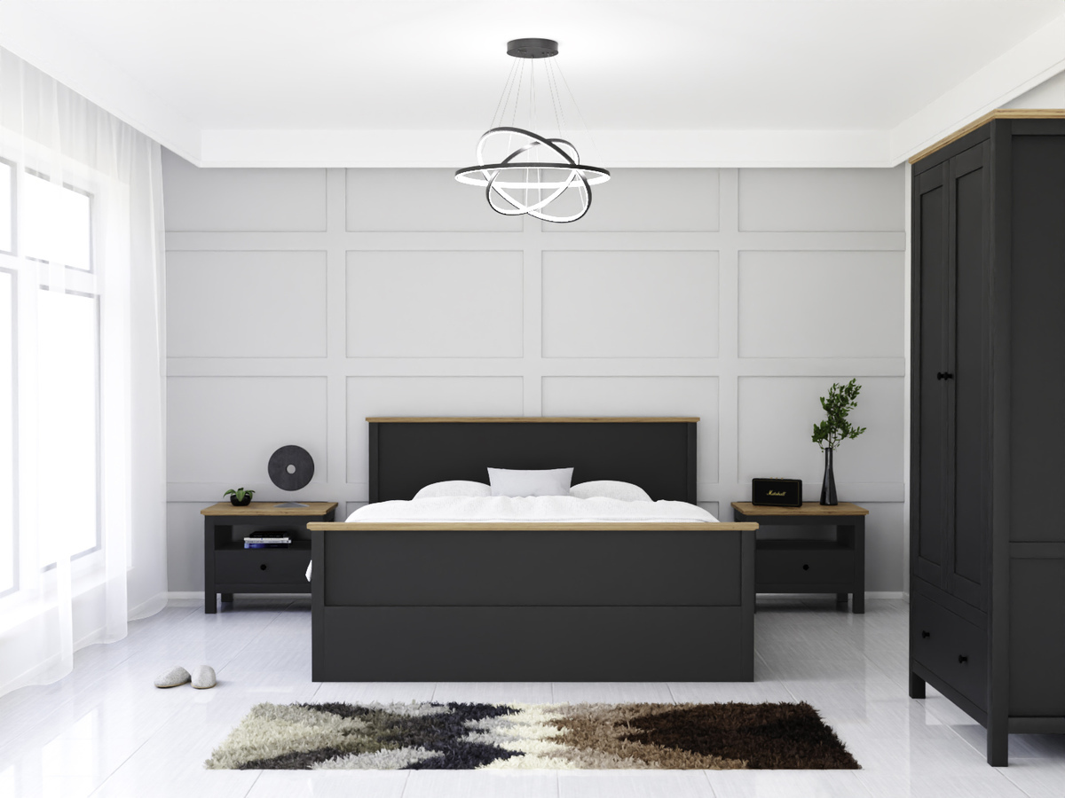 Slaapkamer set Sordoro 123 (Grafiet + Artisan eiken)