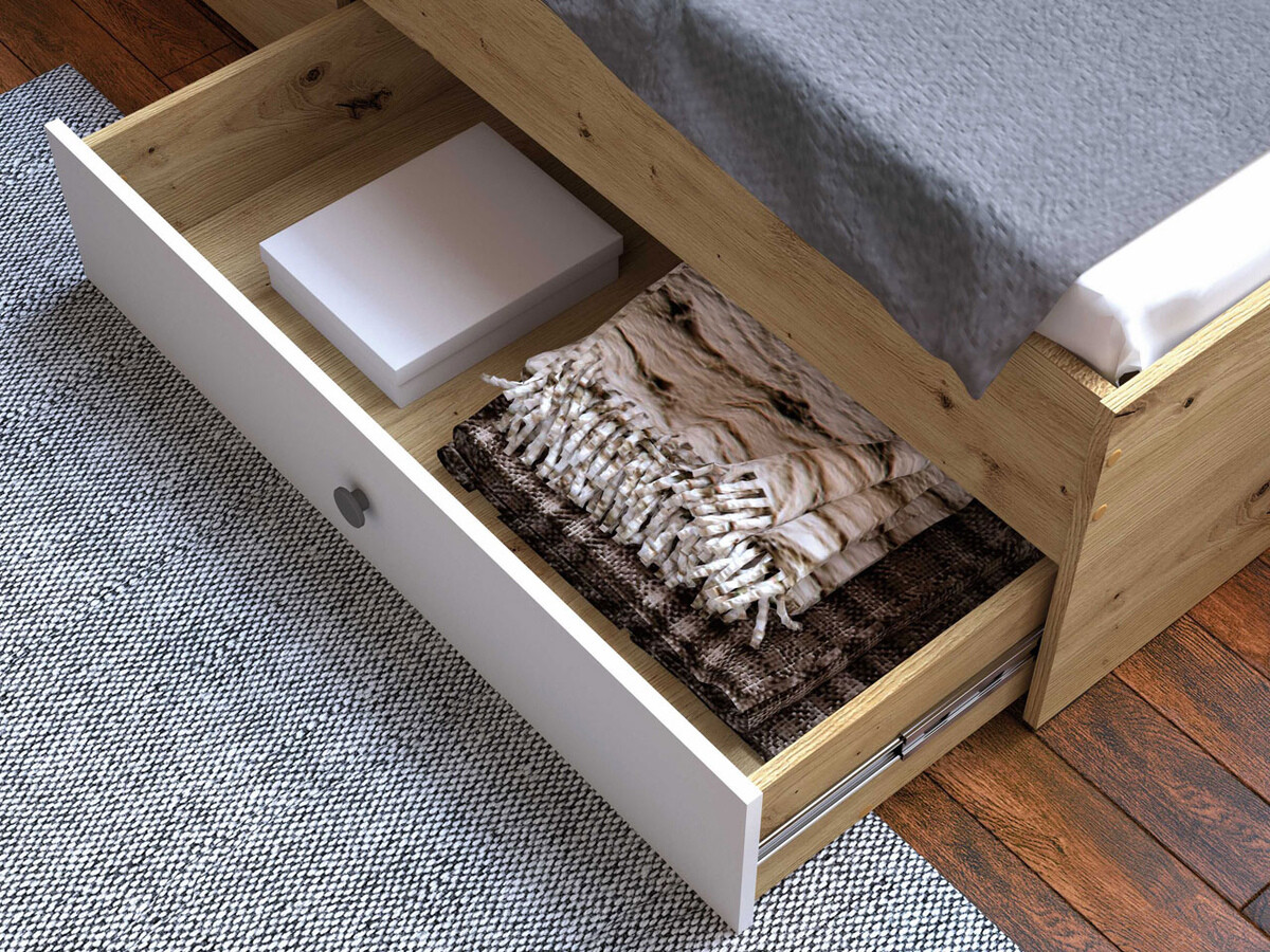 Bed Almira 113 (Artisan eiken + Wit + Grijs)