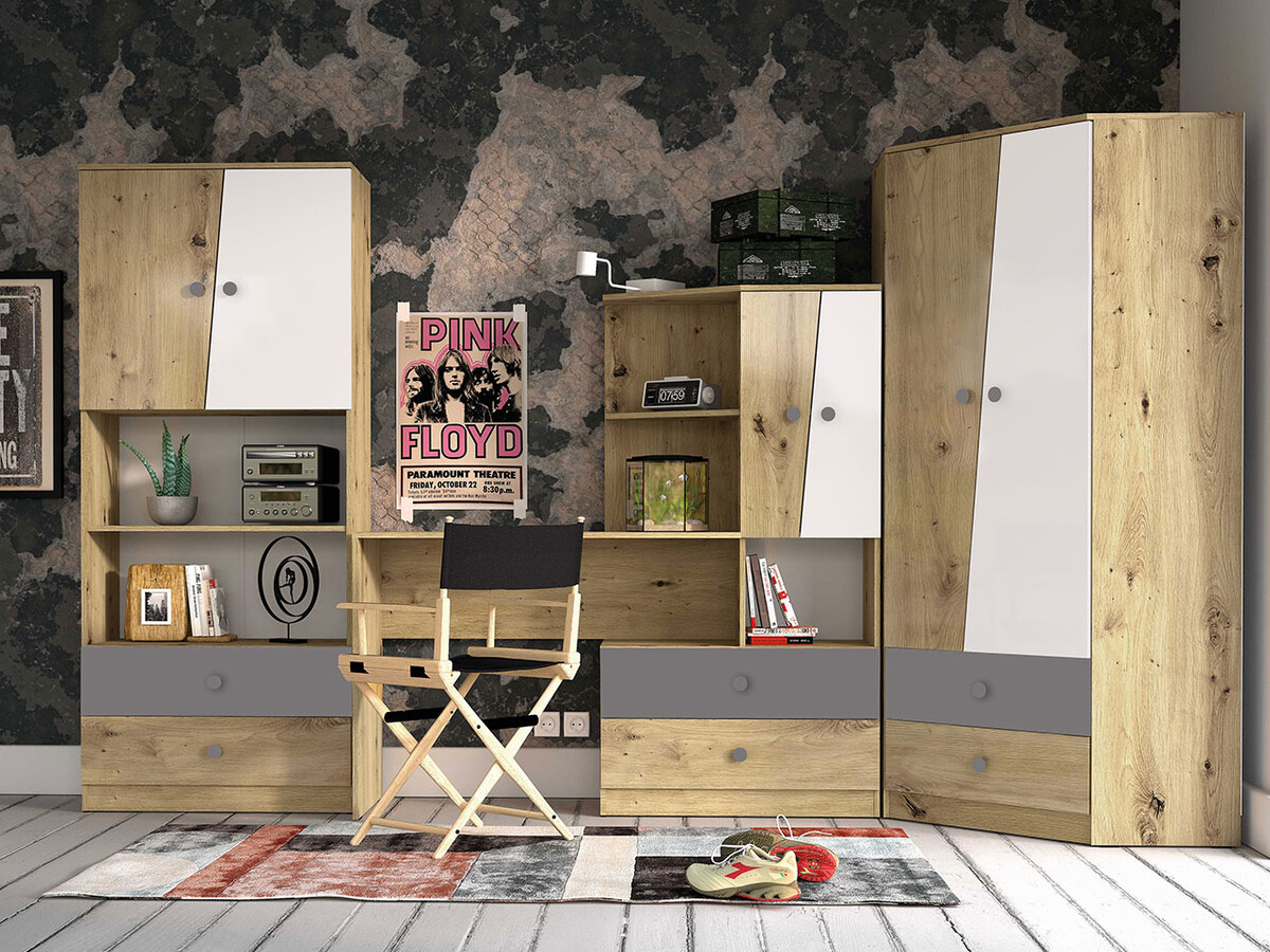 Meubelset Almira 116 (Artisan eiken + Wit + Grijs)