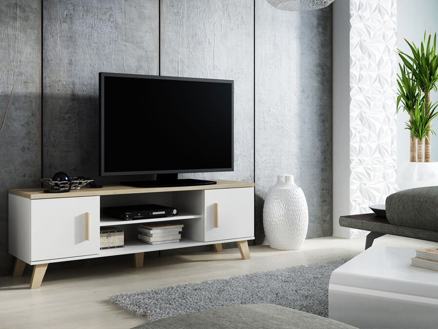 TV-meubel Larfloi 108 (Wit + Sonoma eik)