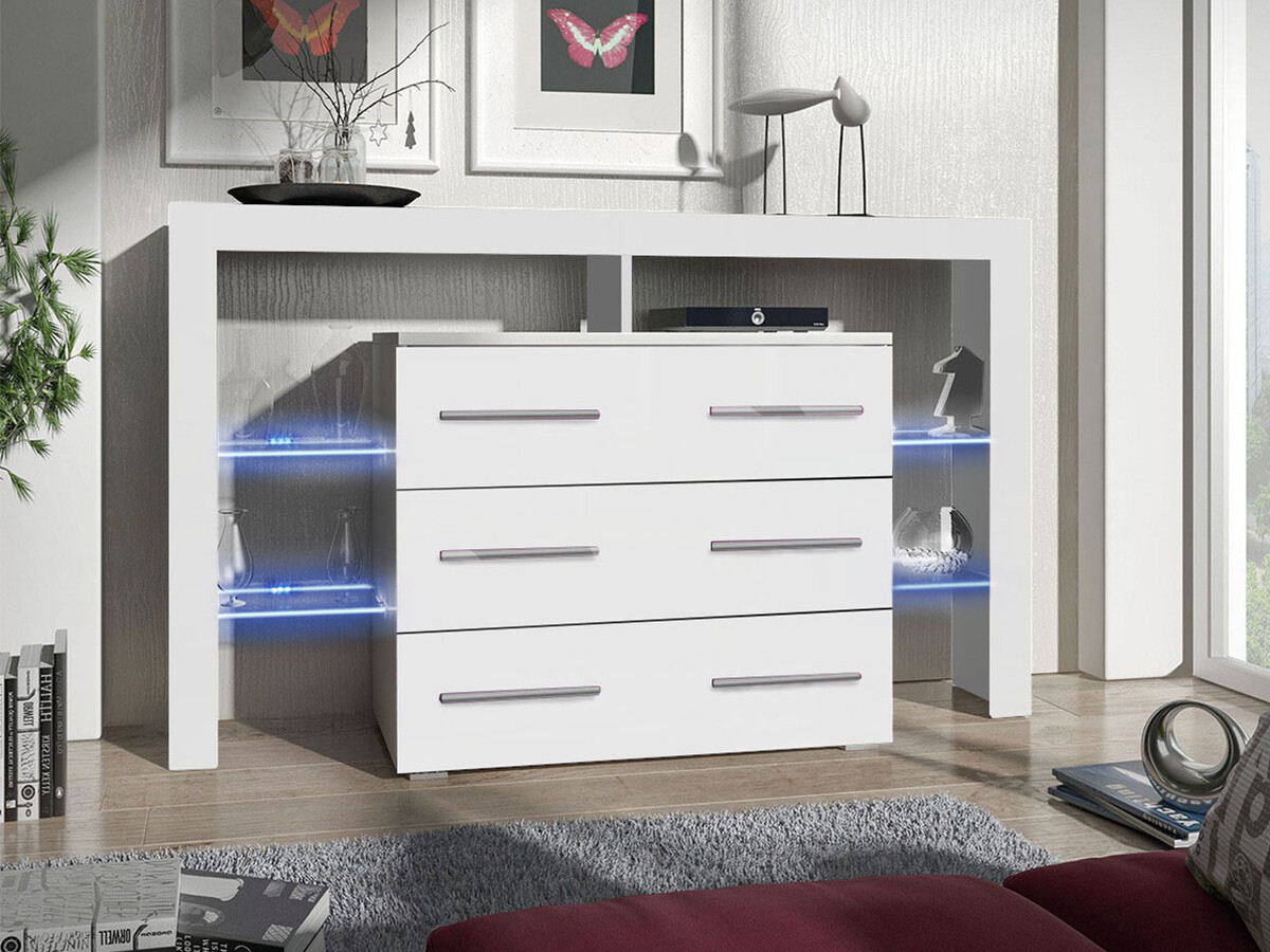 Ladekast Nashville 108 (Wit + Glanzend wit)