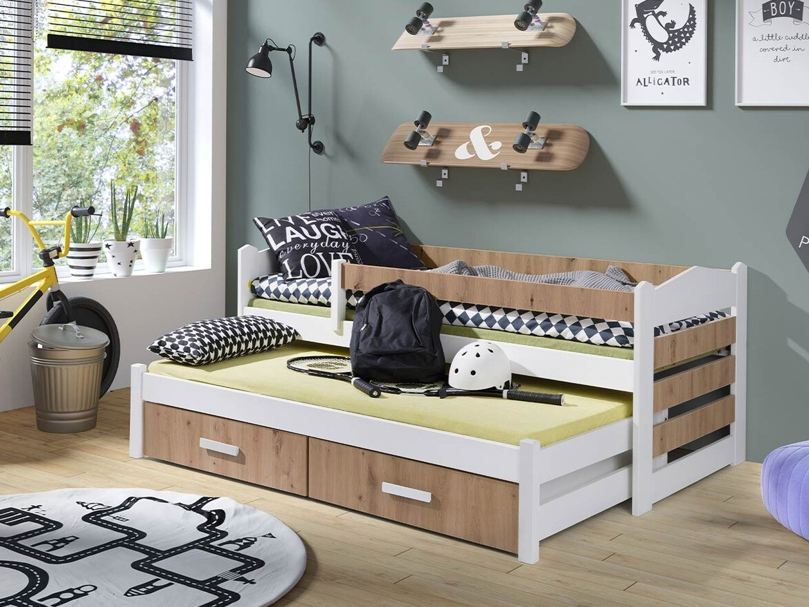 Bed Henderson 140 (Wit + Artisan eiken)