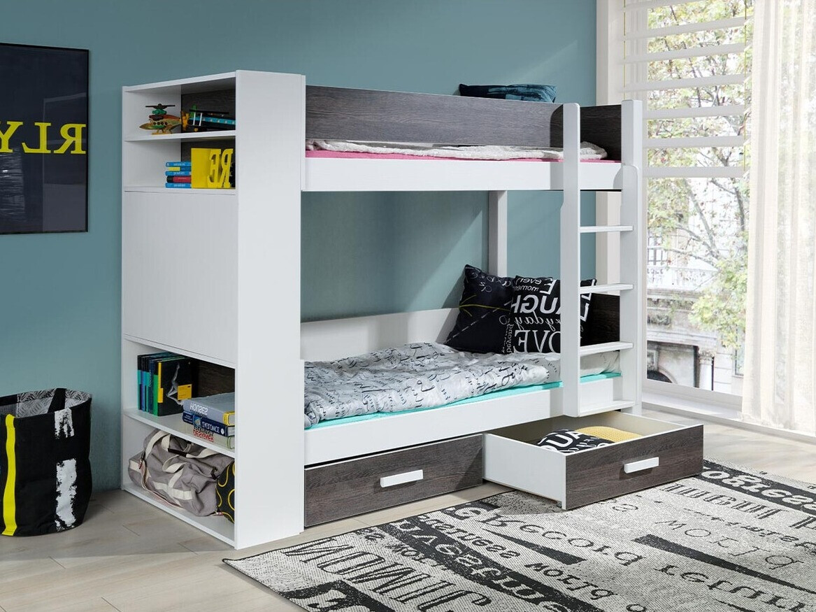 Stapelbed Henderson 141 (Wit + Donker Zebrano)