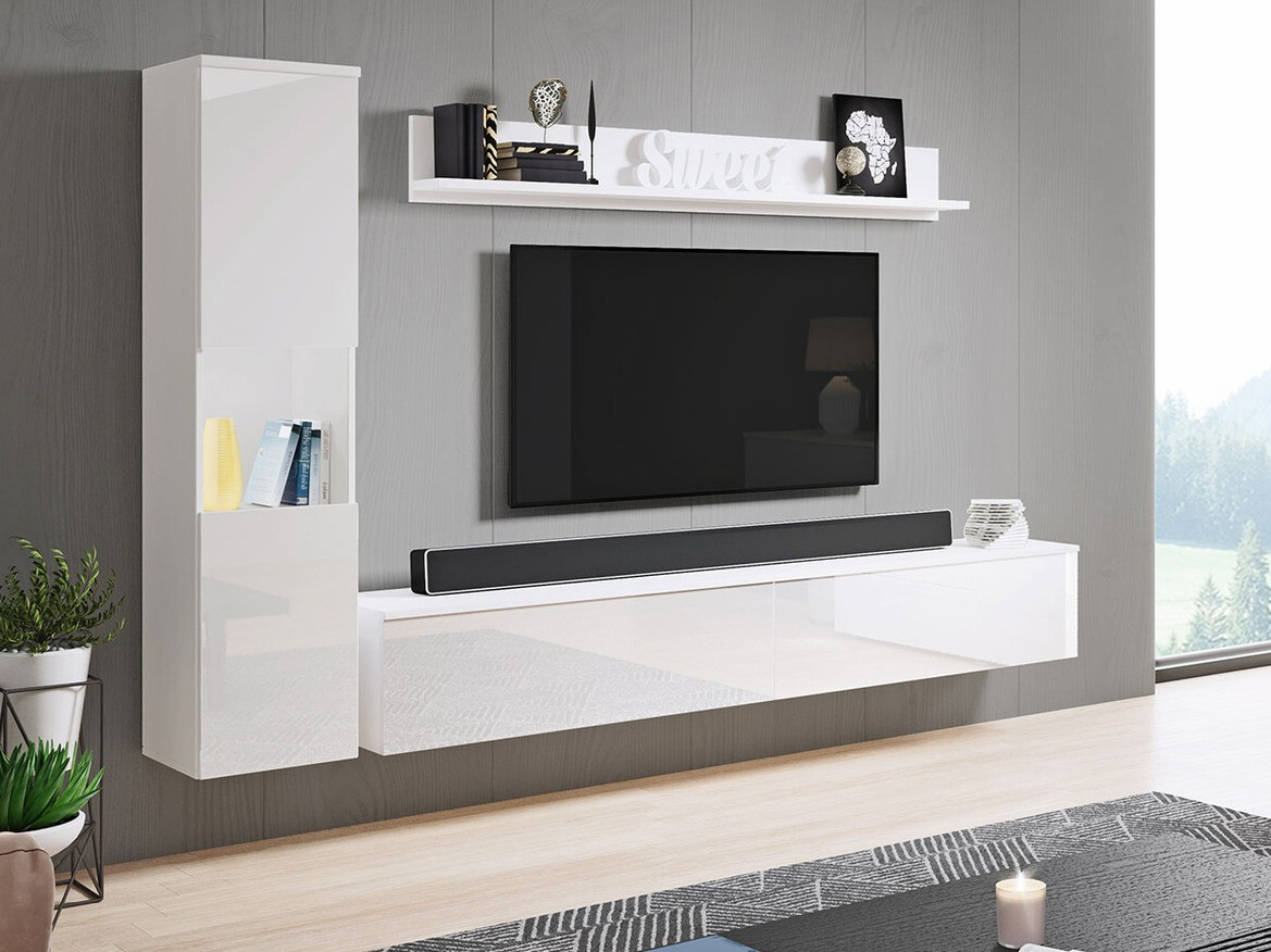 Woonkamerset Sarasota 130 (Wit + Glanzend wit)