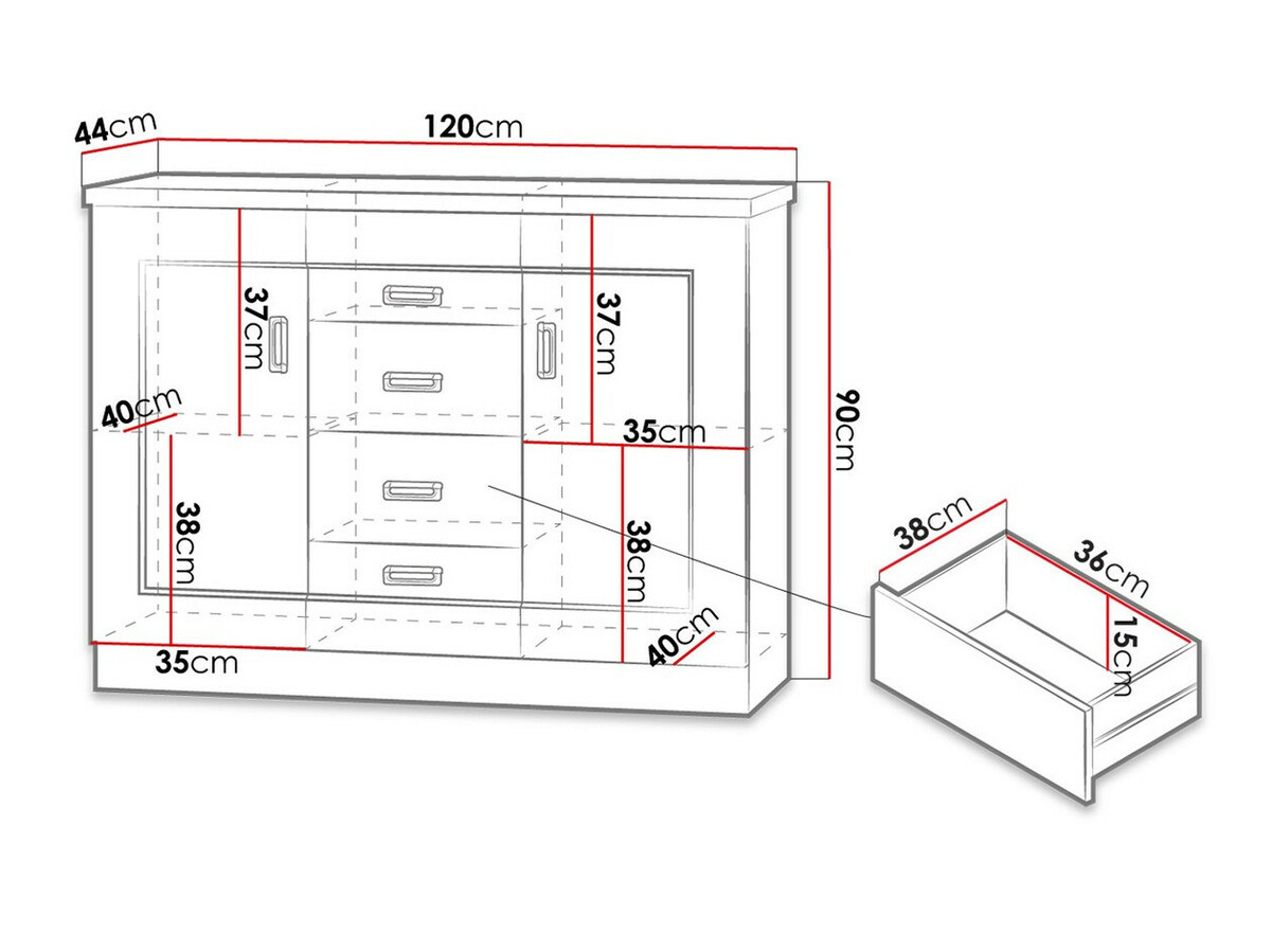 Ladekast Lircava 104 (Verouderd eiken)