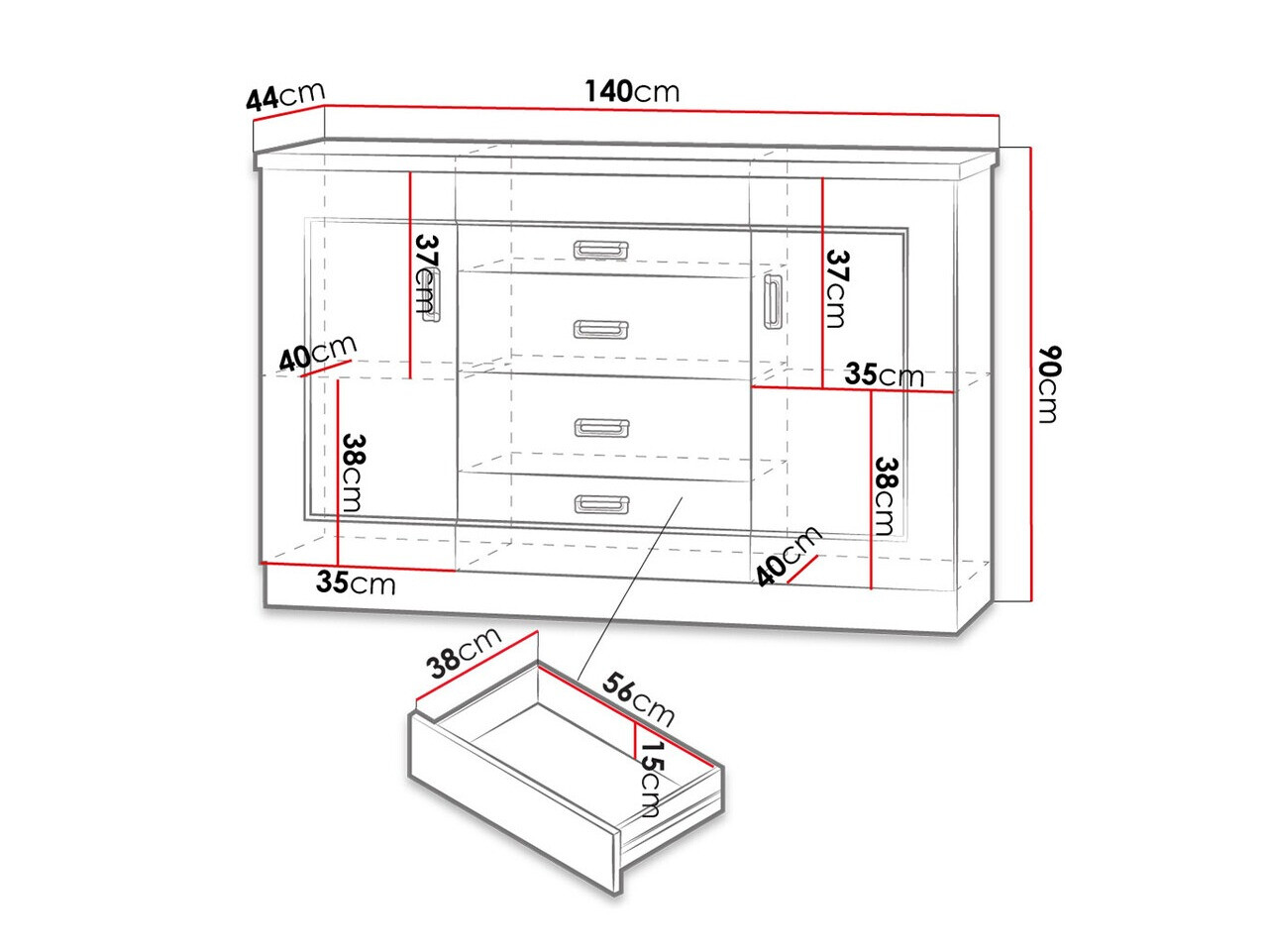 Ladekast Lircava 105 (Lefkas eik)