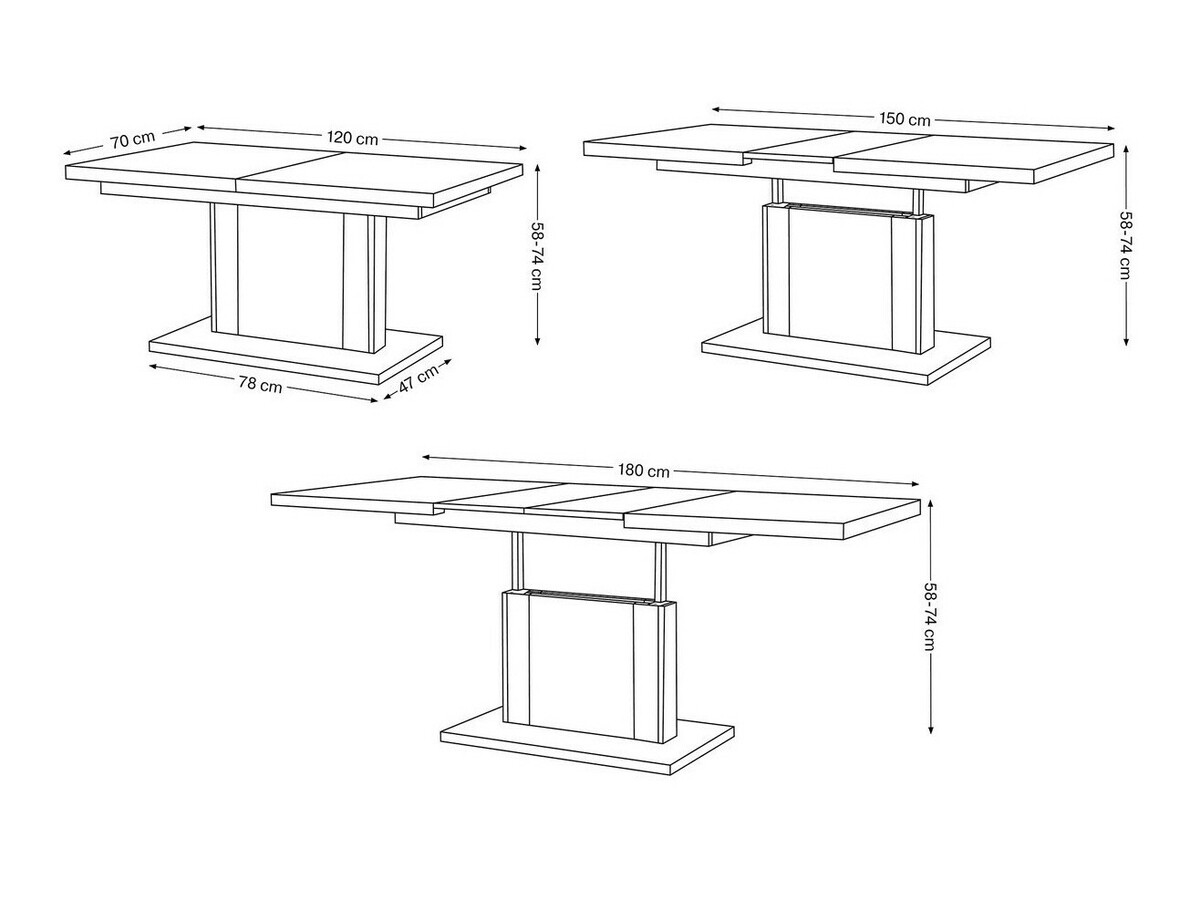 Transformeerbare salontafel Glendale 103 (Beton + Zwart)
