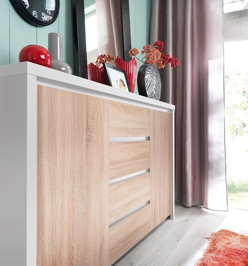 Ladekast Nolroma 103 (Wit + Sonoma eik)