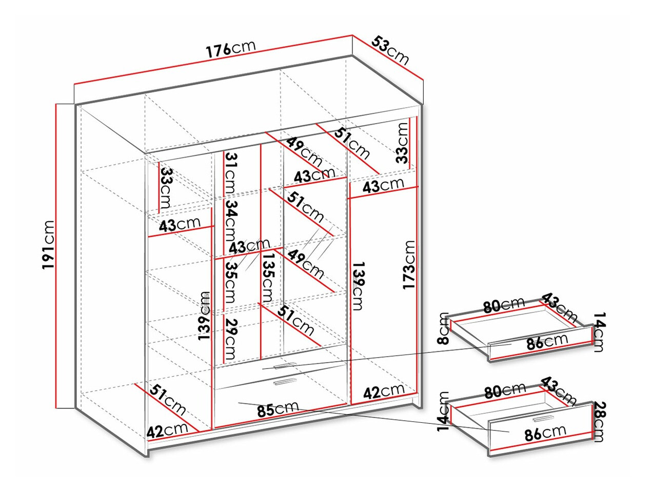 Kledingkast Novduni 108 (Lefkas eik)