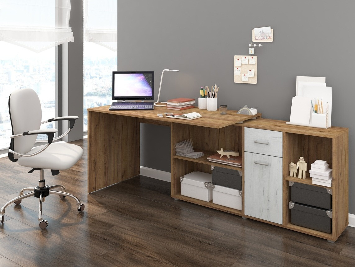 Hoekbureau Gilroy 113 (Craft eiken + Ambachtelijk wit)