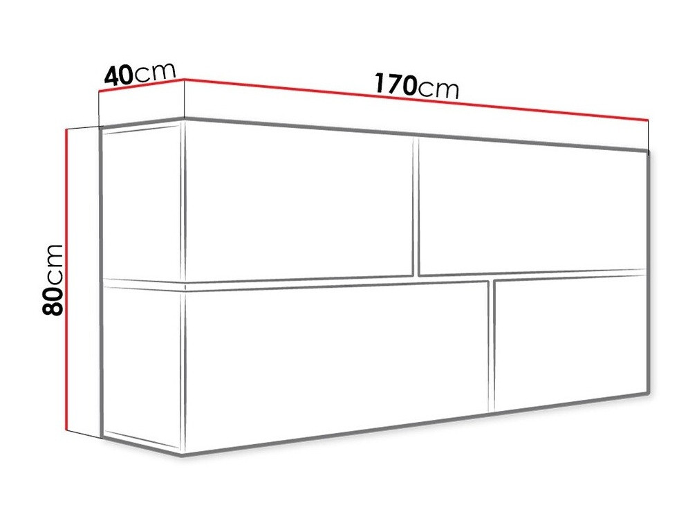Wandkast Charlotte 100 (Wit + Glanzend wit + Zwart)