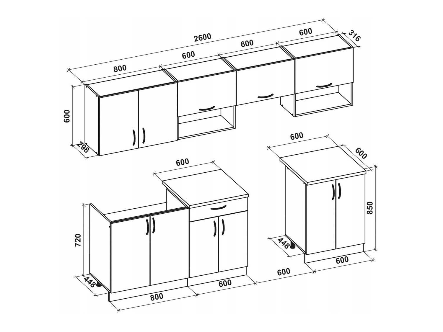 Keukenset Houston 858 (Glanzend wit + Sonoma eik)