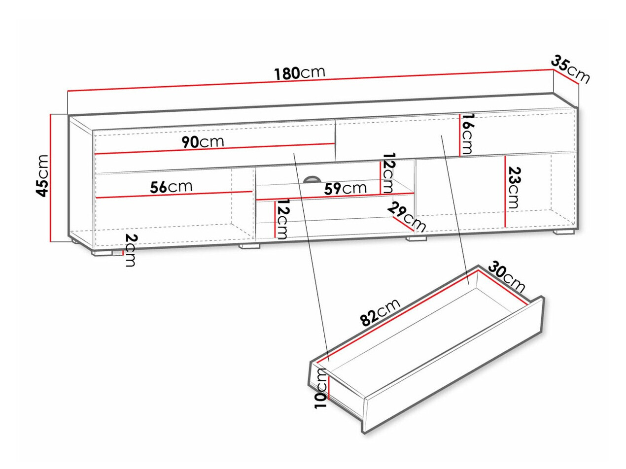 TV-meubel Sarasota 134 (Wit + Glanzend wit)