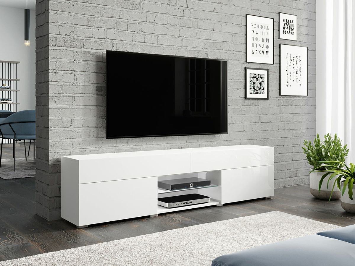 TV-meubel Sarasota 134 (Wit + Glanzend wit)