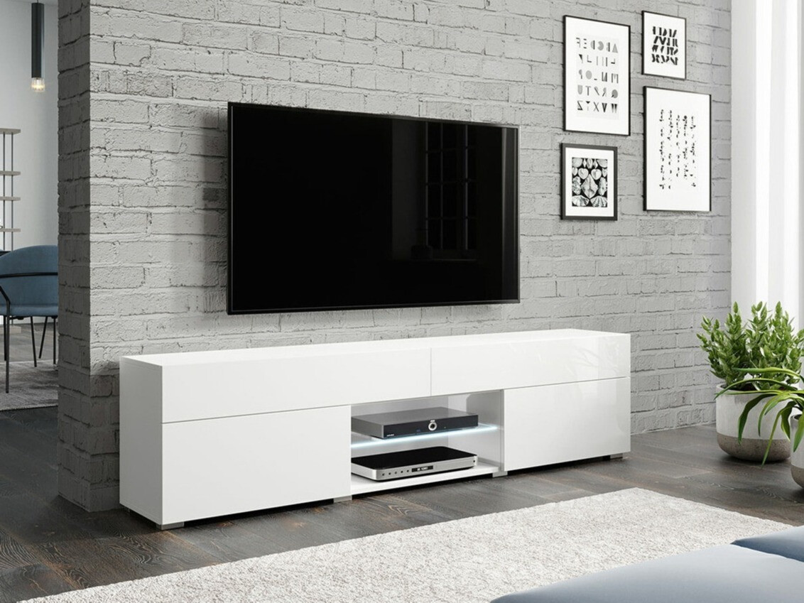 TV-meubel Sarasota 134 (Wit + Glanzend wit)