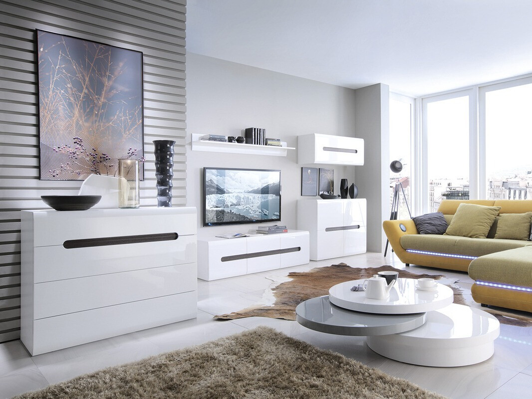 Ladekast Serveso 103 (Wit + Glanzend wit)