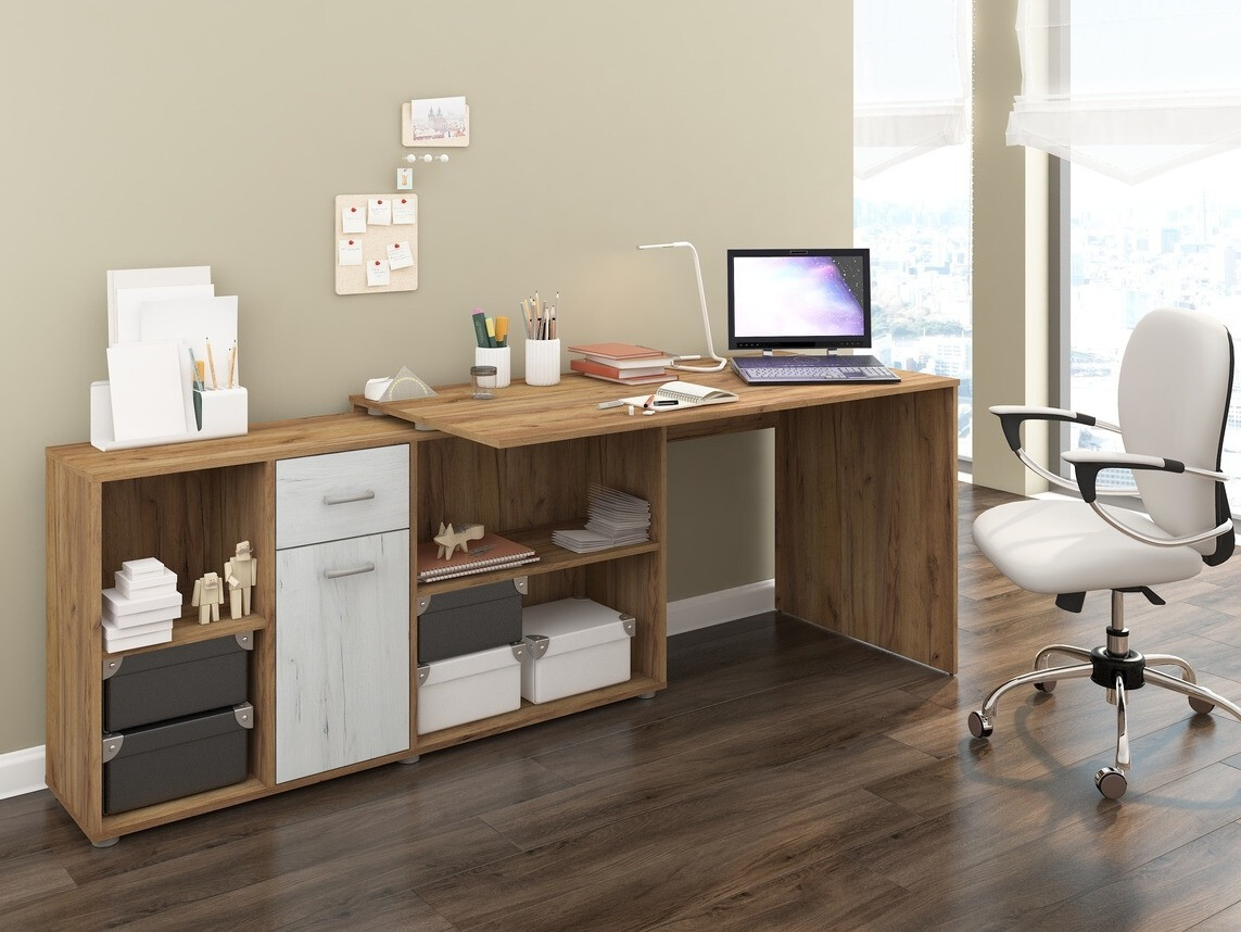 Hoekbureau Gilroy 113 (Craft eiken + Ambachtelijk wit)