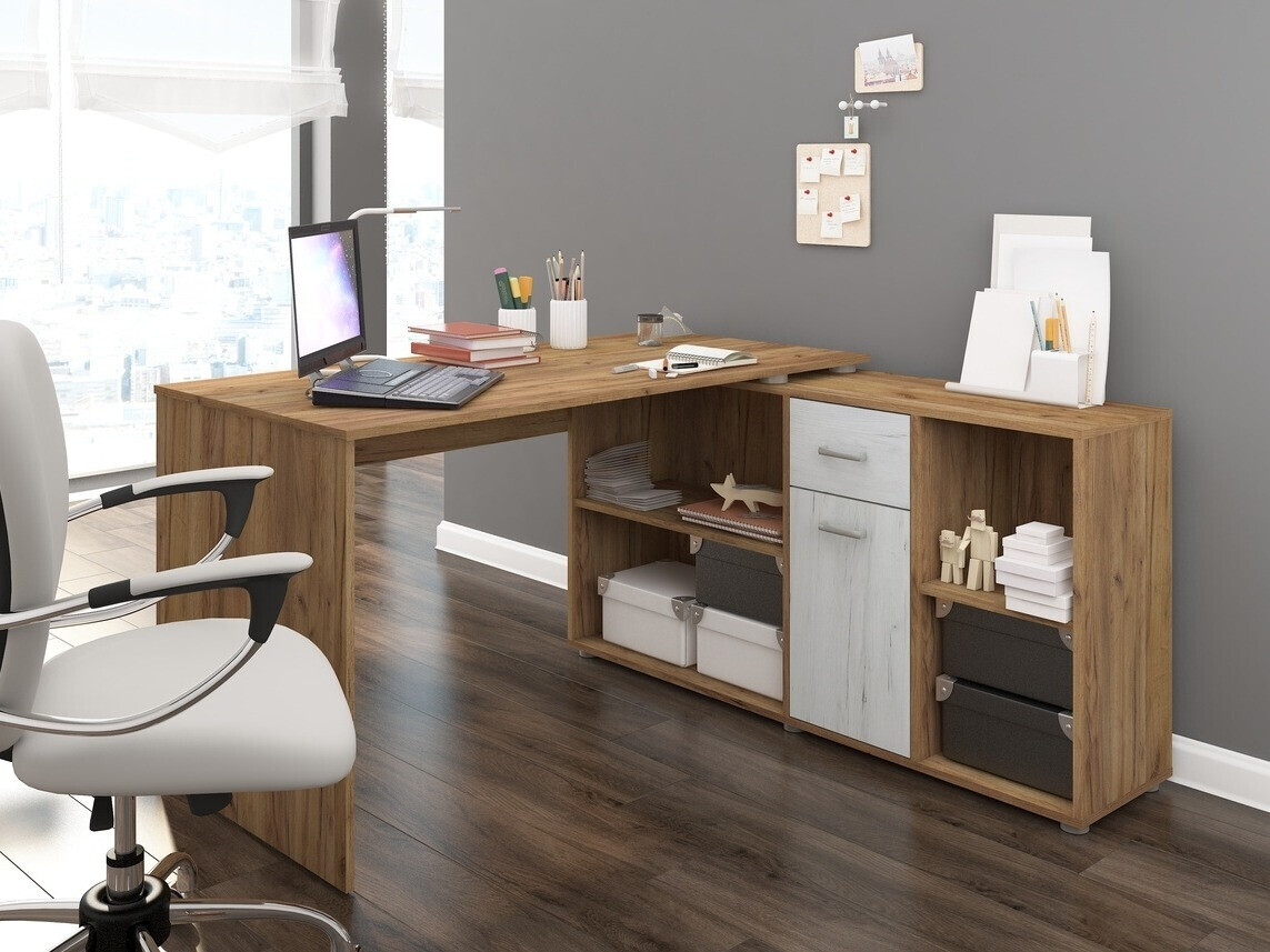 Hoekbureau Gilroy 113 (Craft eiken + Ambachtelijk wit)