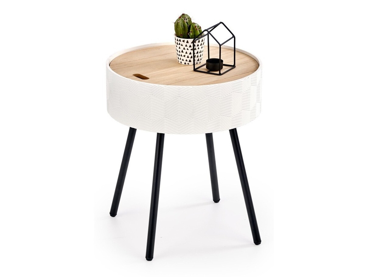 Bijzettafel Houston 606 (Wit + Licht hout + Zwart)