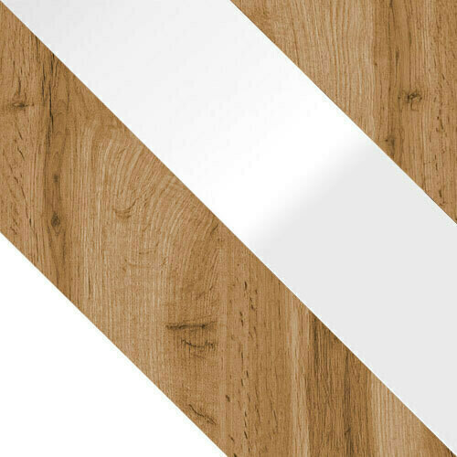 Ladekast Sarasota 127 (Wit + Glanzend wit + Wotan eik)