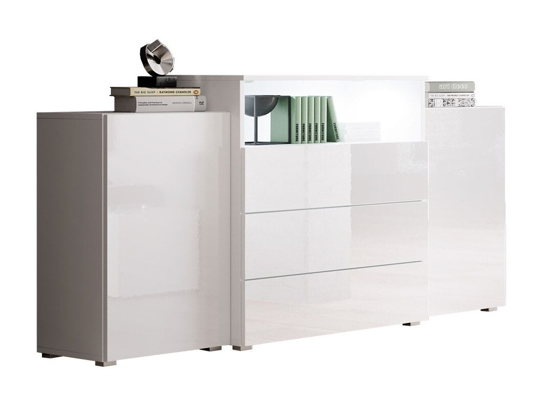 Ladekast Sarasota 127 (Wit + Glanzend wit)