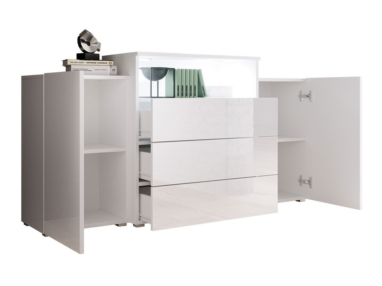 Ladekast Sarasota 127 (Wotan eik + Glanzend wit)