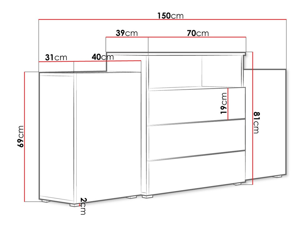 Ladekast Sarasota 127 (Wotan eik)
