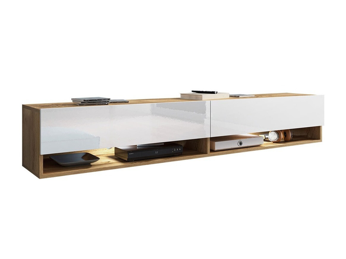 TV-meubel Sarasota 119 (Wotan eik + Glanzend wit)