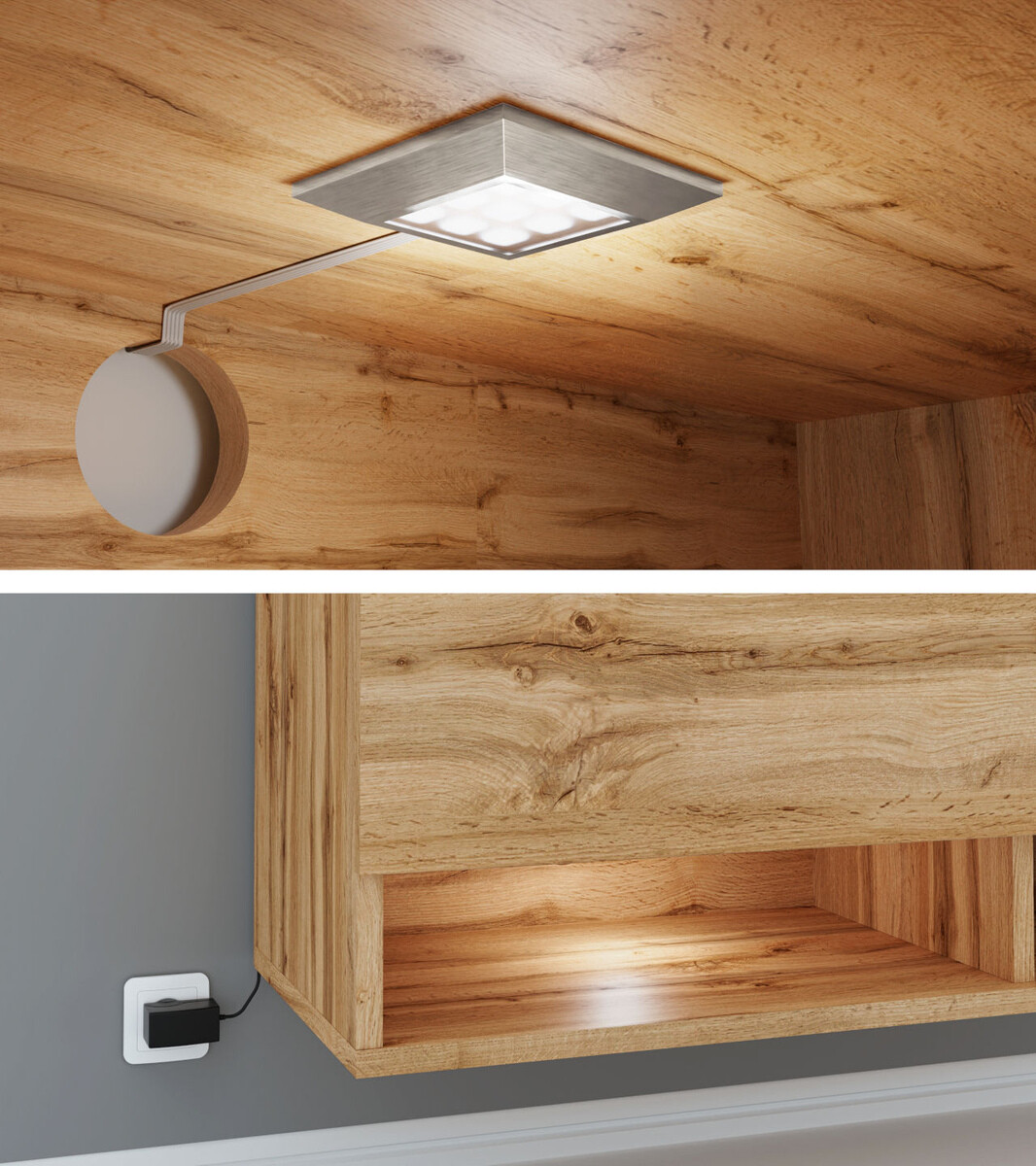 TV-meubel Sarasota 119 (Wotan eik + Glanzend zwart)